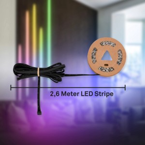 Briloner LED-Band Erweiterungs-Set mit RGB, 2,6 m, für Paneele. Aufgerollt und mit Kabel.