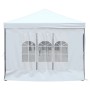 Weißes, faltbares Partyzelt 3x6 m mit Seitenwänden und Fenstern.