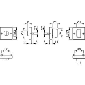 Technische Zeichnung: AnsaPro Bad- und WC-Rosettenpaar Thelon, Edelstahl Schwarz, Maße