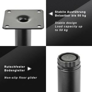 SOTECH Möbelfuß LIMA, D25 x 100, schwarz matt, höhenverstellbar, Metallfuß für Möbel.