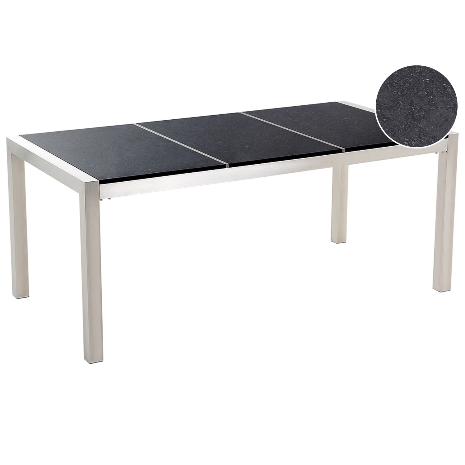 Beliani Gartentisch GROSSETO Schwarz Silber 180x90x74 günstig online kaufen