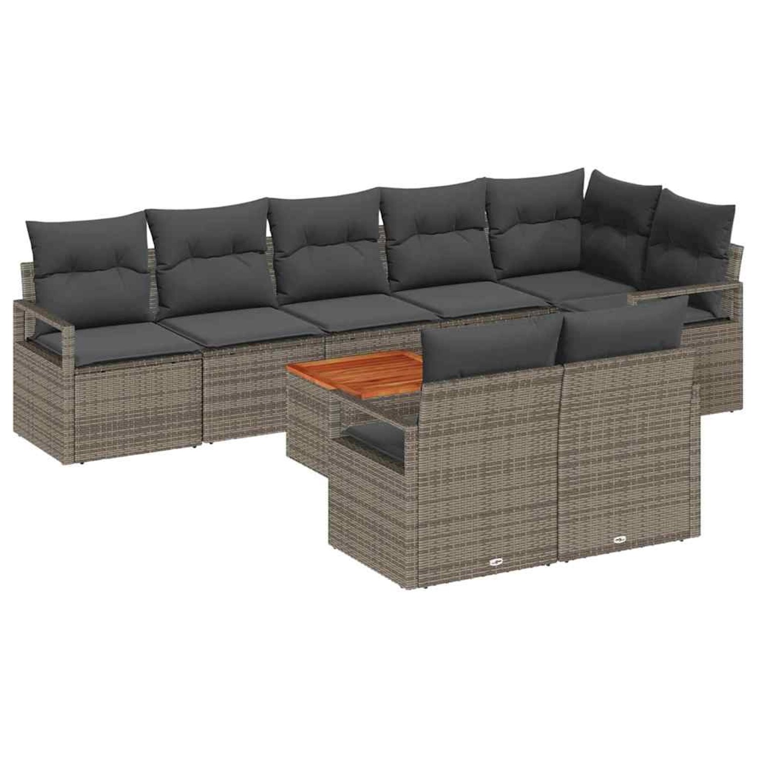 vidaXL Garten-Sofa-Set mit Kissen 9-Tlg Grau Poly Rattan 3347720 günstig online kaufen