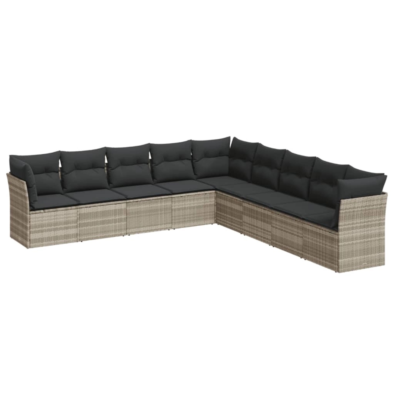 vidaXL 9-Tlg Garten-Sofagarnitur mit Kissen Hellgrau Poly Rattan 3249621 günstig online kaufen
