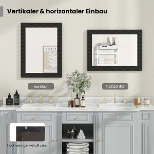 Costway Wandspiegel Aus Gummibaumholz 80 x 60cm