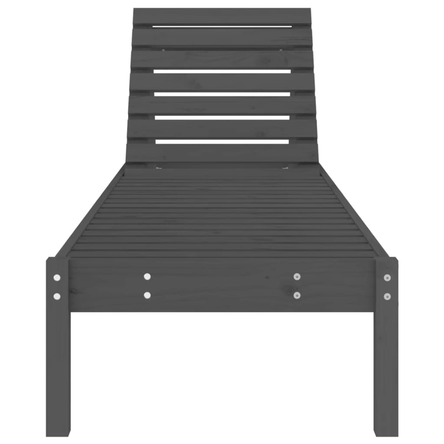 2er Set graue Sonnenliegen aus Kiefernholz, verstellbare Rückenlehne für Garten, Terrasse oder Pool.