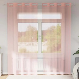 vidaXL Voile Vorhänge mit Ösen 2 Stk Rosa 140x225 cm 4102097