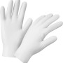 Weiße, latexfreie Einmalhandschuhe, Größe L, 50 Stück Packung für Haushalt und Gewerbe.