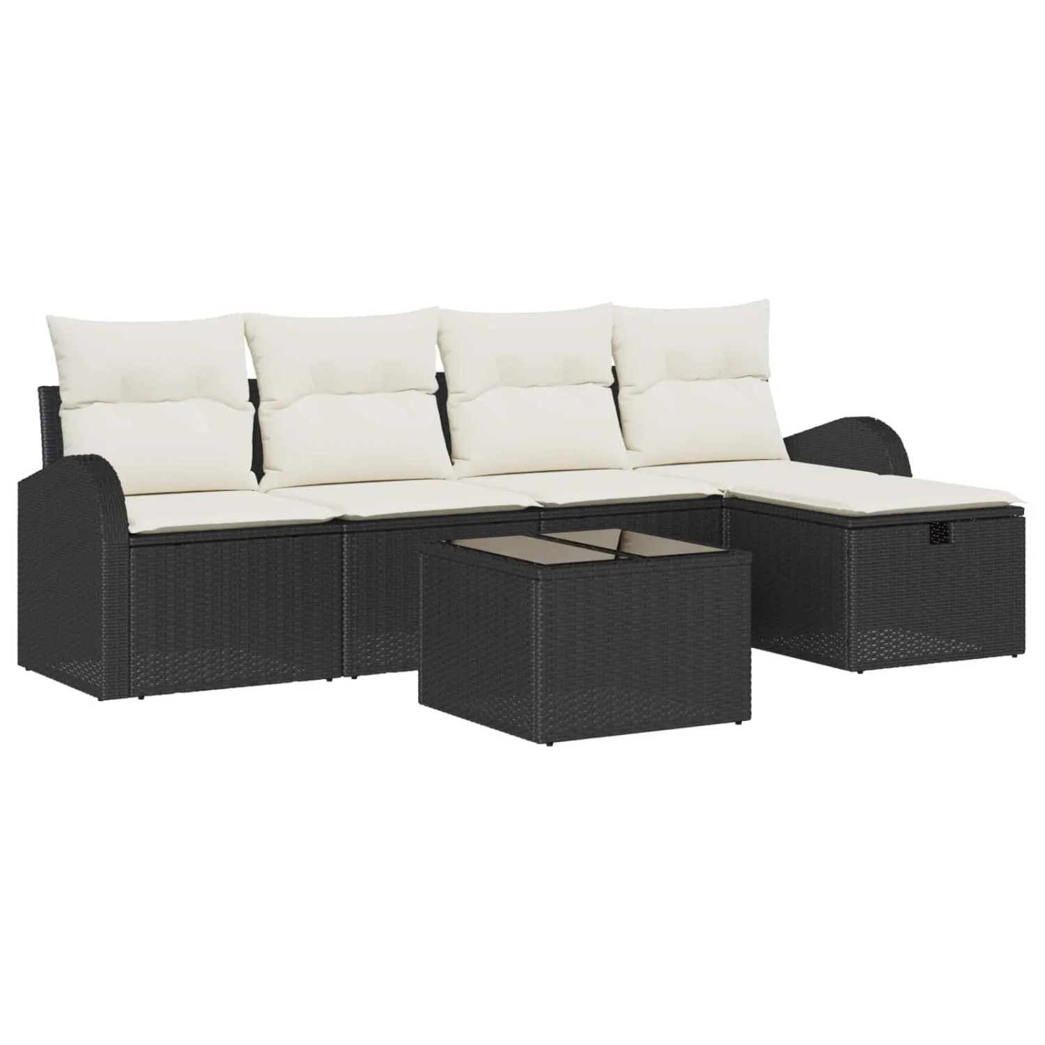vidaXL Sofa Set mit Kissen 6-Tlg Schwarz und Creme Poly-Rattan 3359066 günstig online kaufen