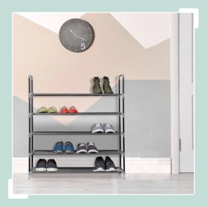 Relaxdays Schuhregal Metall Schwarz Stecksystem für 20 Paar Schuhe 90,5 cm x 87 cm x 29,5 cm 1,3 kg