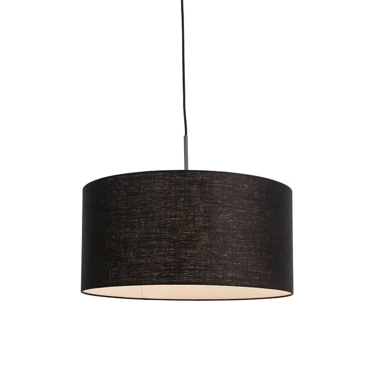 QAZQA Moderne Hängelampe Schwarz mit Schwarzem Schirm 50 cm Combi 1