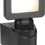 Schwarzer LED-Außenstrahler mit Sensor, 10W, 1300lm, Tageslichtweiß.