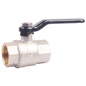 Kirchhoff Kugelhahn, vernickelt, mit schwarzem Griff und DIN-Gewinde (30,3 mm / 1 IG).