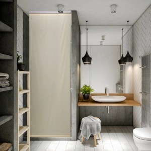 Relaxdays Duschrollo Aluminium Kunststoff Beige Wasserabweisend Schnelltrocknend 60 cm x 240 cm