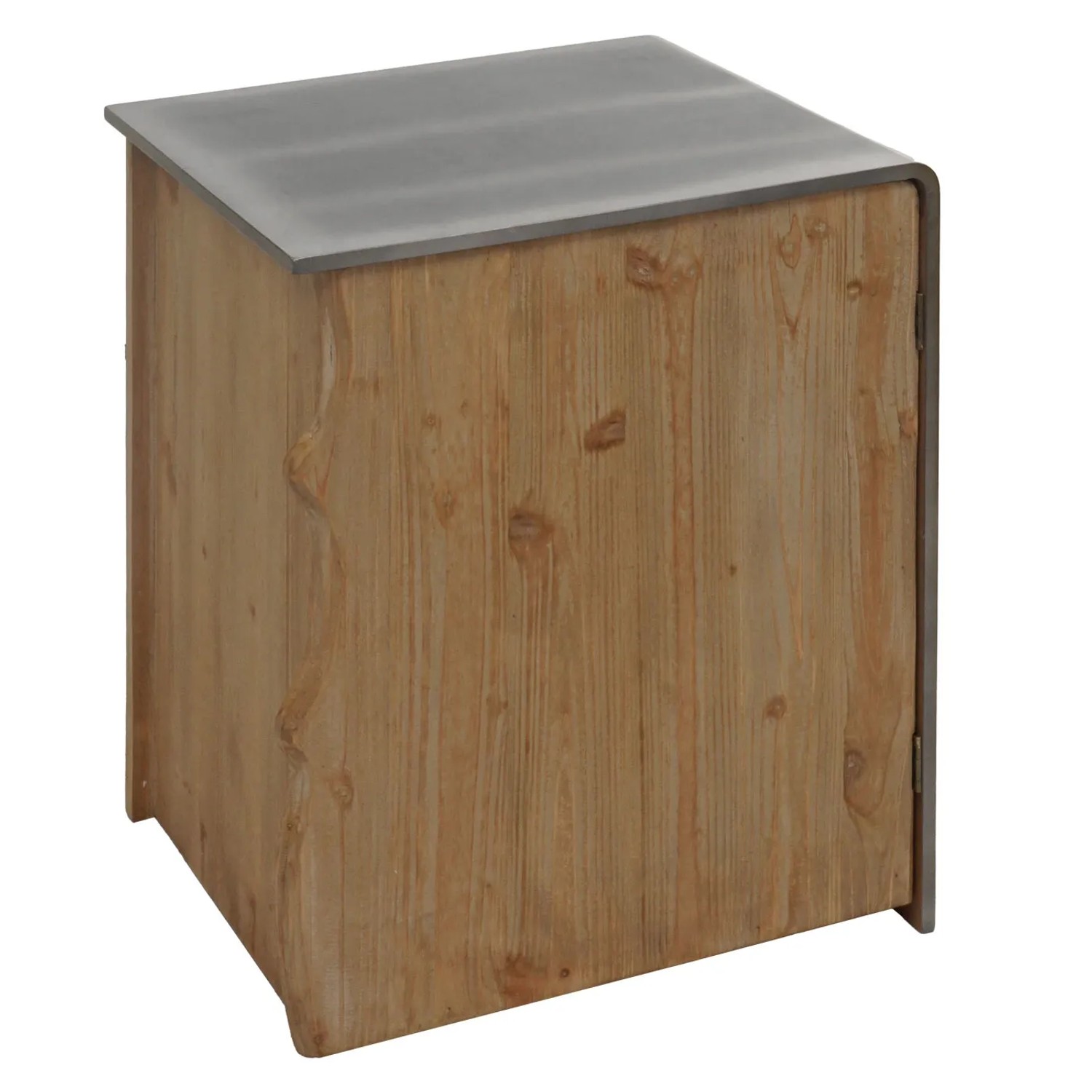 MCW Beistelltisch L76 aus Tannenholz mit Metall-Optik, ideal als Nachttisch oder kleiner Schrank.