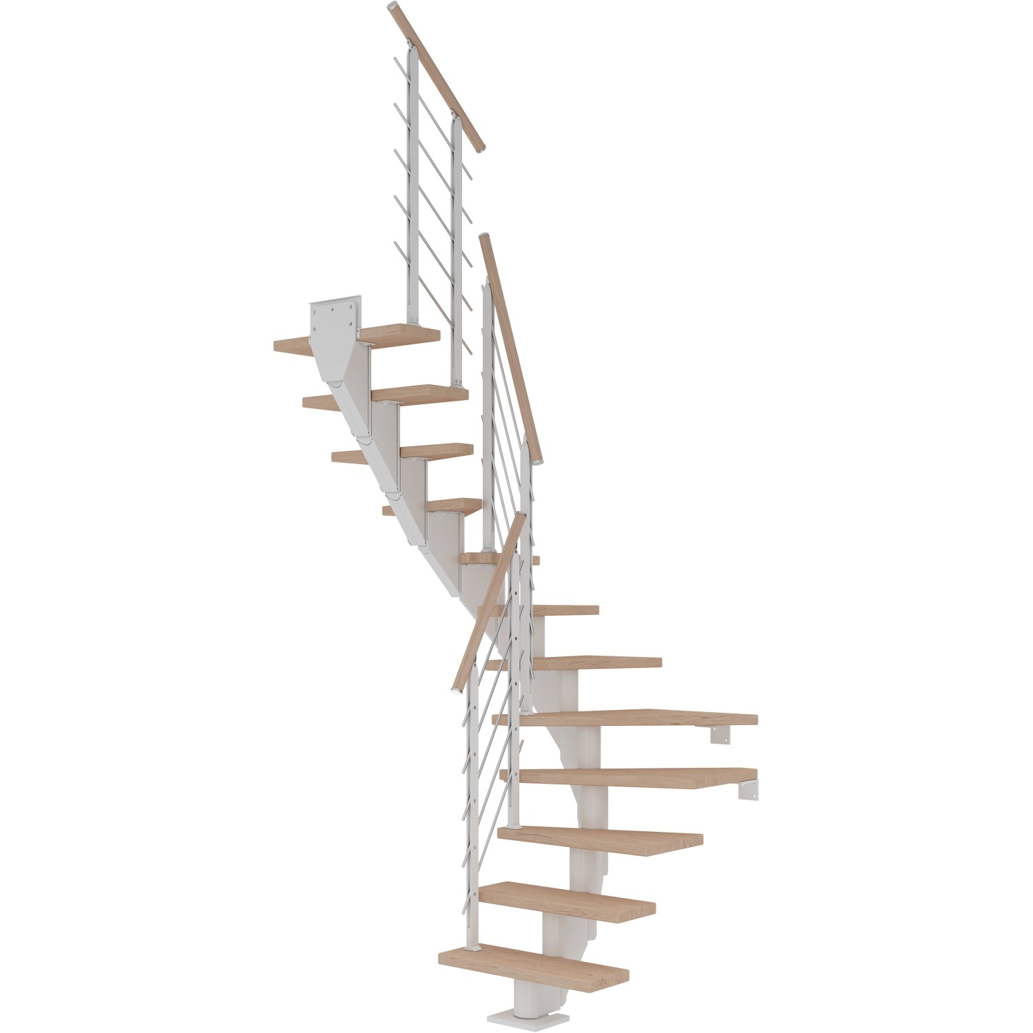 Dolle Mittelholmtreppe Frankfurt Eiche Weiß GH b. 279cm 1/2 Gewendelt 75cm FSC®