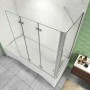 AICA Badewanneaufsatz 130x140cm, 3-teilige Faltwand mit 70cm Seitewand aus 6mm ESG Glas.