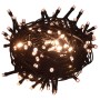 Dicht gewickelte LED-Lichterkette mit 300 warmweißen LEDs und dunklem Kabel für Außen-Dekoration.