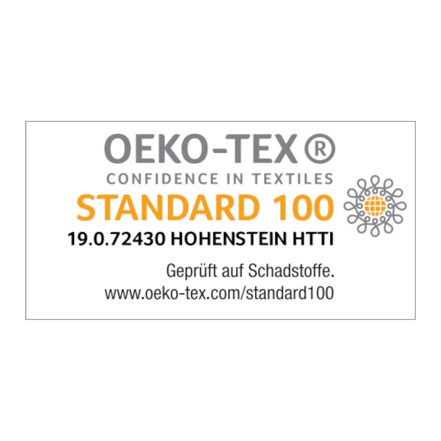 OEKO-TEX Standard 100 Zertifikat für Sanilo Badteppich: Geprüft auf Schadstoffe.