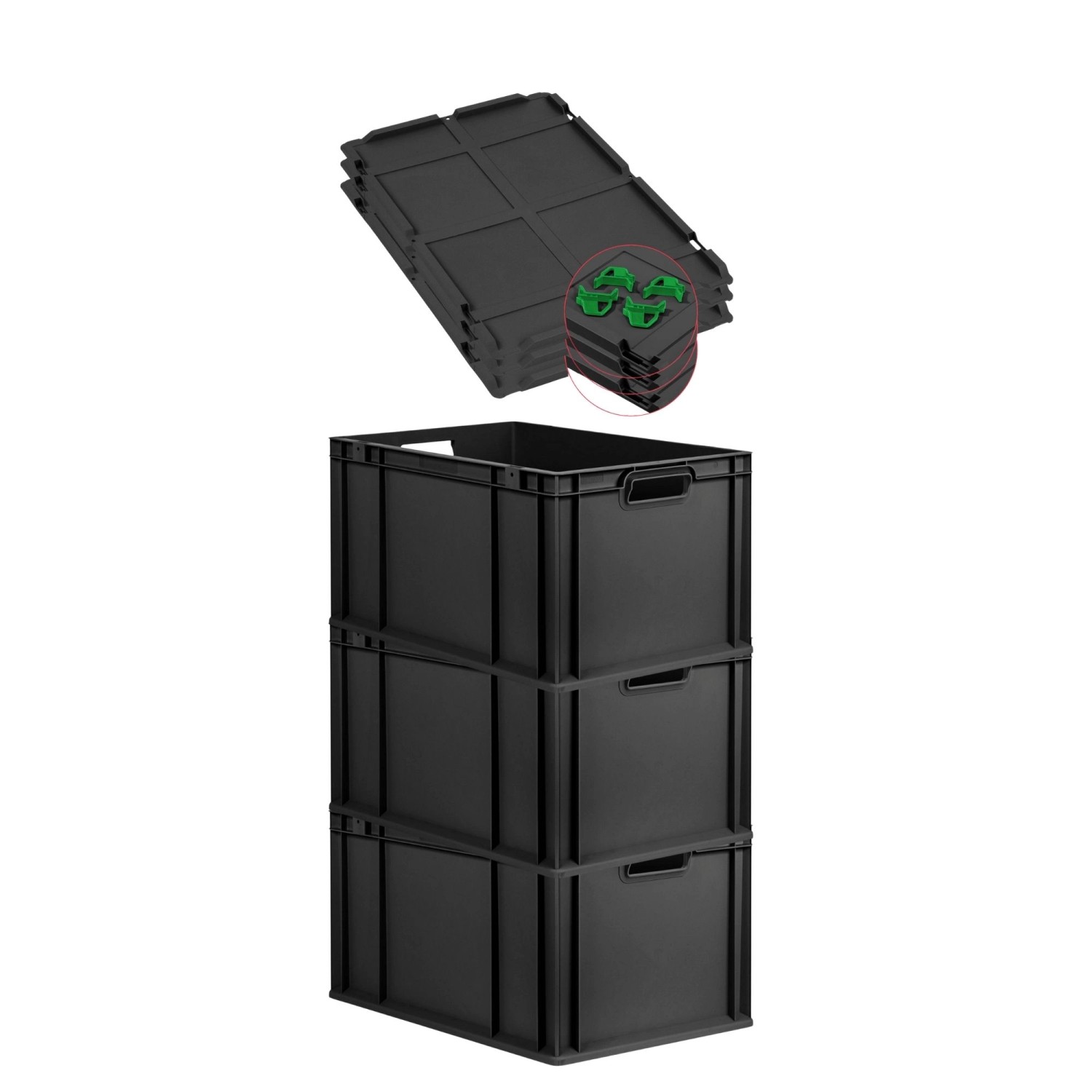 PROREGAL SuperSparSet 3x Eurobox Nextgen Grip Mit Auflagedeckel Und Grünen günstig online kaufen