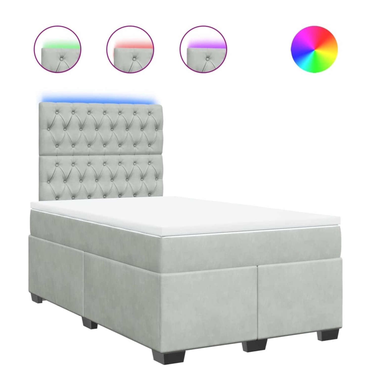 vidaXL Boxspringbett mit Matratze Hellgrau 120x200 cm Samt 3293188 günstig online kaufen