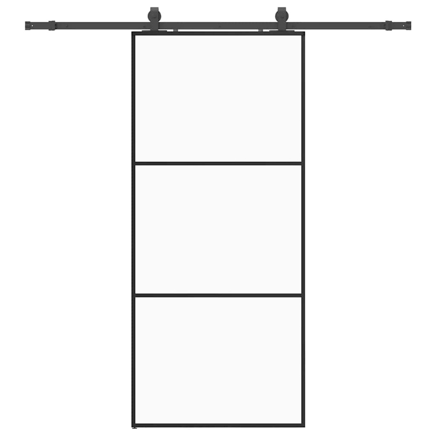 vidaXL Schiebetür mit Beschlag Schwarz 90x205 cm ESG-Glas 3375842