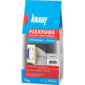 Knauf Flexfuge Universal Silbergrau, 1 kg Sack. Fugenmasse für Fliesen und Naturstein.