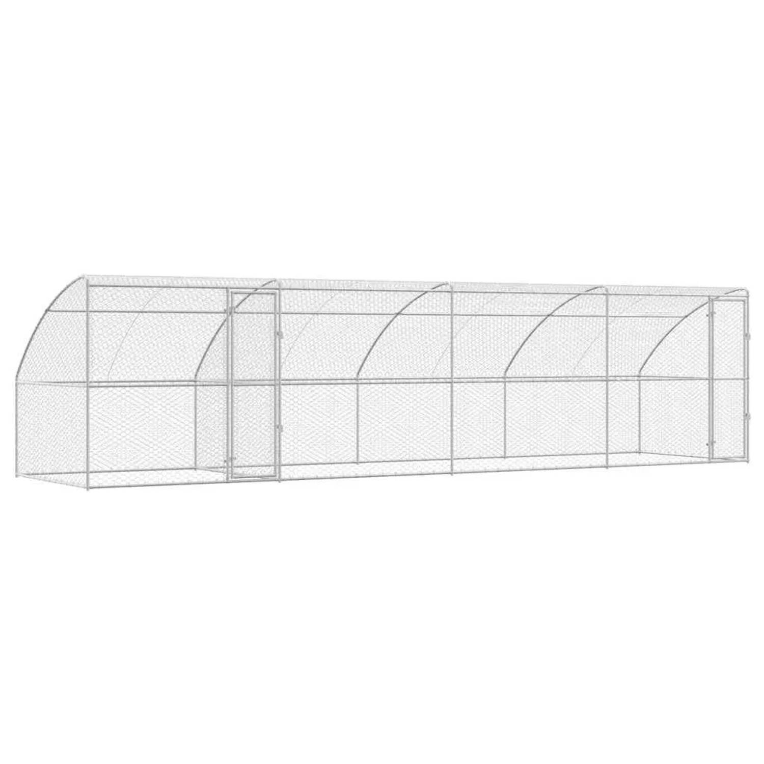 vidaXL Hundekäfig 4-Tlg Silber 8 x 2 x 2 m Verzinkter Stahl 3368340