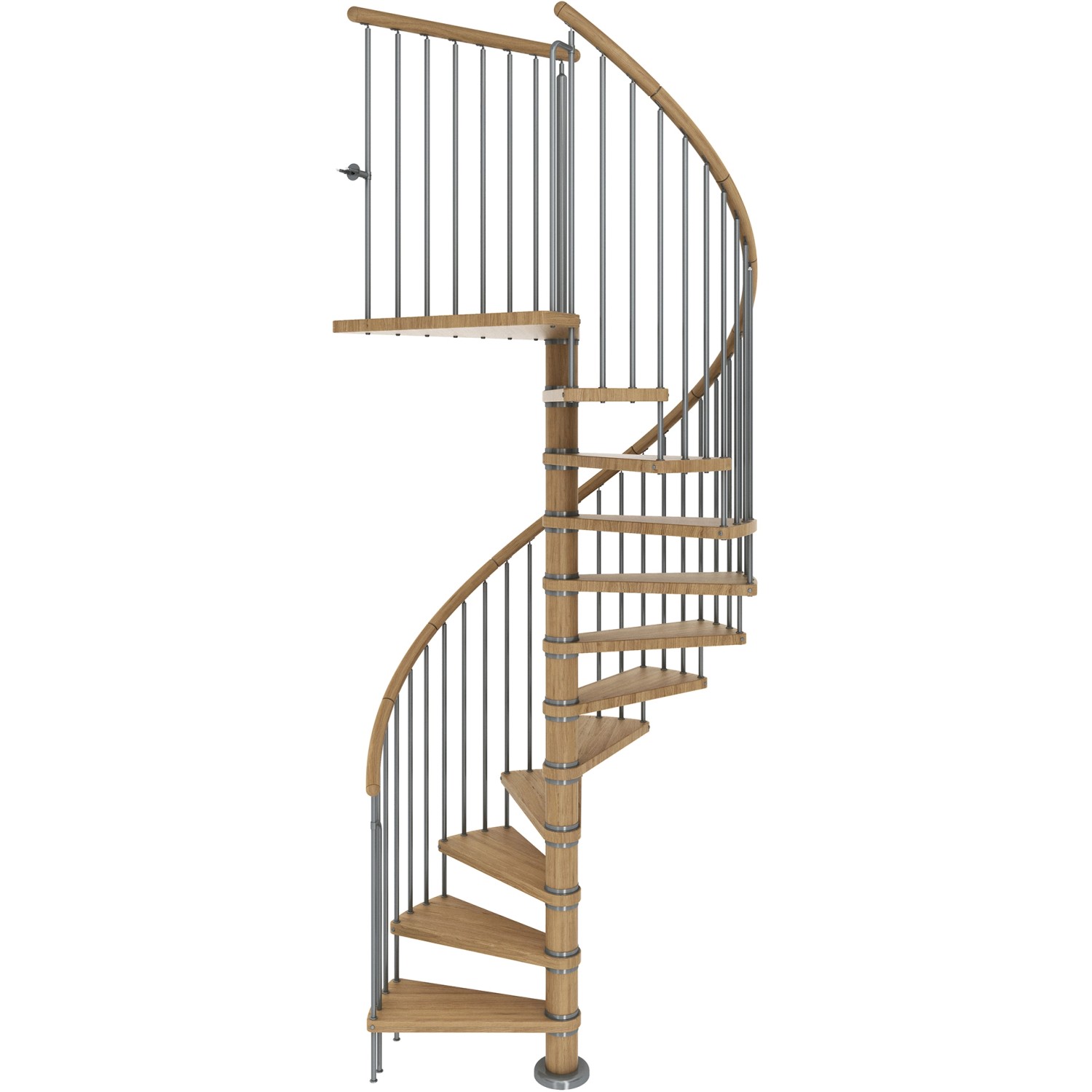 Dolle Spindeltreppe Winnipeg Eiche inklusive Geländer Höhe bis 292,5 cm Ø 120 cm