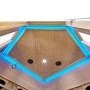 Innenansicht der Artsauna Infrarotkabine Nyborg E150K mit LED-Beleuchtung und Hemlockholz.
