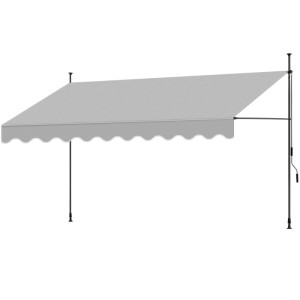 Tectake Klemmmarkise Mit Handkurbel  Ohne Bohren  Uv Beständig Höhenverstellbar 211   304 cm 400 x 180 cm 180 x 400 x 304 cm Hellgrau