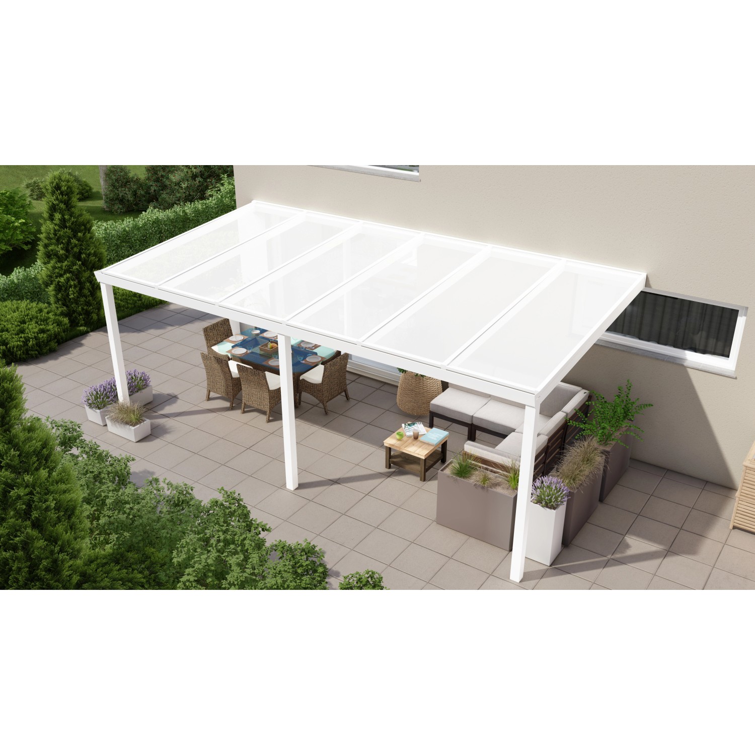 Terrassenüberdachung Professional 600 cm x 300 cm Weiß PC Opal günstig online kaufen