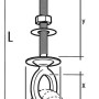 Technische Zeichnung: Conacord Augbolzen, V4A-Stahl, rostfrei, Ø 6 mm x 85 mm, mit Maßangaben.