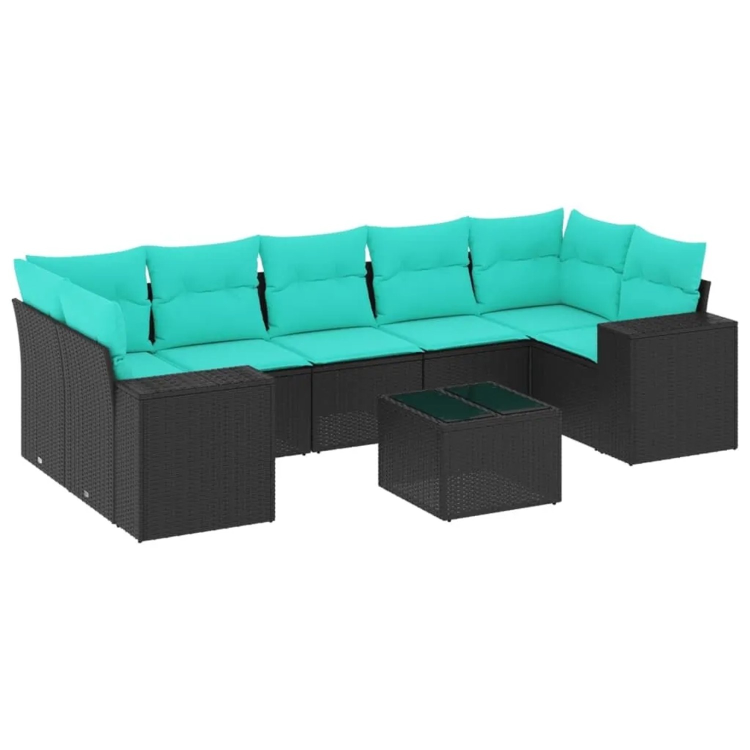 vidaXL 8-Tlg Gartensofa-Set mit Kissen Schwarzes Polyrattan 3222336 günstig online kaufen