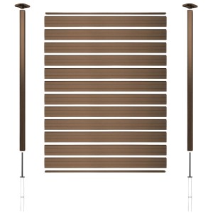 MCW WPC-Sichtschutz Savoie 3er Set, 5,6m, Teak-Optik. Gartenzaun mit Alu-Pfosten und WPC-Paneelen.