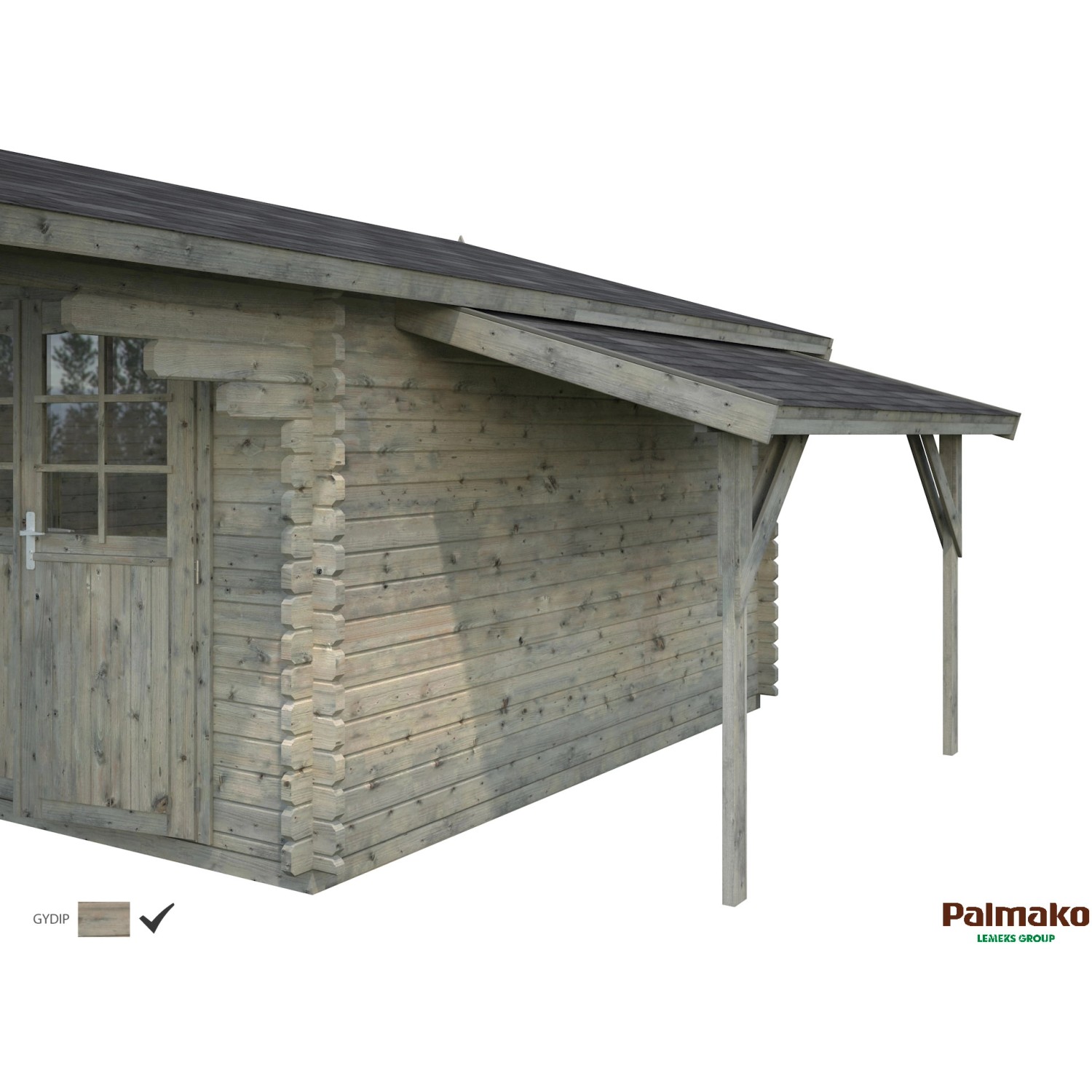 Palmako Schleppdach für Holz-Gartenhäuser Grau tauchgrundiert 144 cm x 290 cm