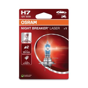 Osram Night Breaker Laser H7-LED 2.0 Fahrzeuglampe für Autoelektrik, bis zu 150% mehr Helligkeit.