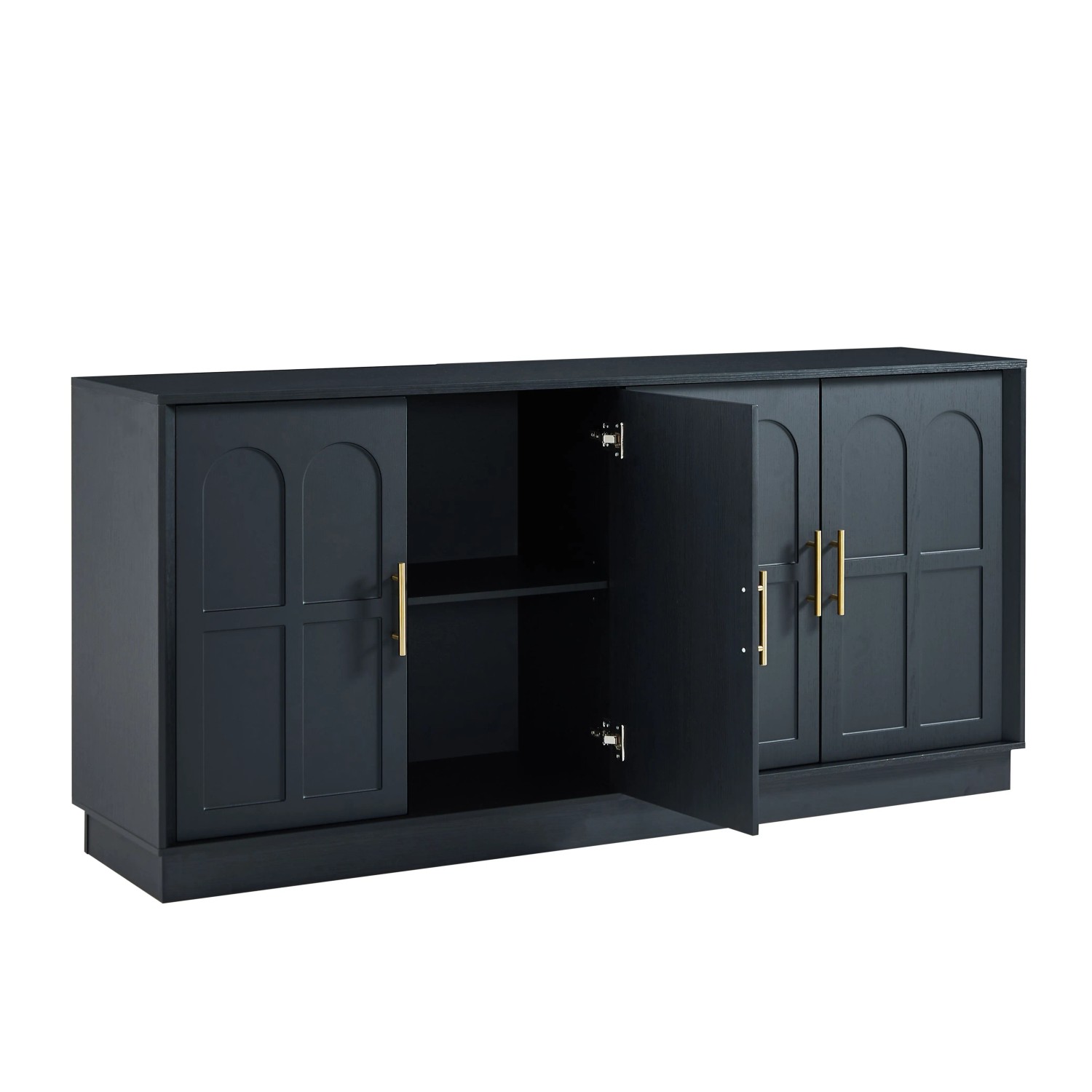 okwish Sideboard mit Stauraum Türen Wohnzimmer 169x40x80cm Schwarz