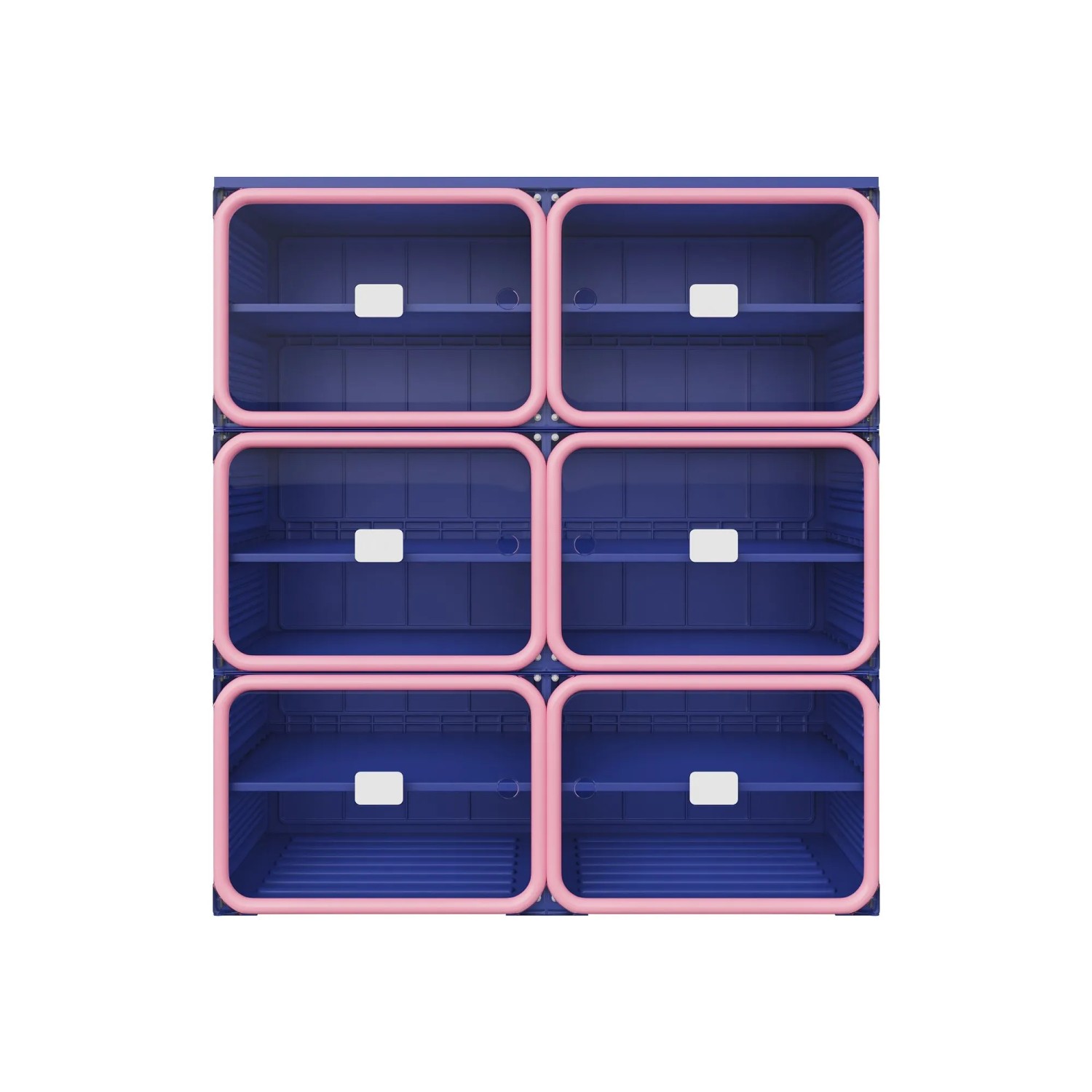 PXloue Schuhschrank 2 Spalten 6 Ebenen Kunststoff  Sichtfenster Blau Rosa