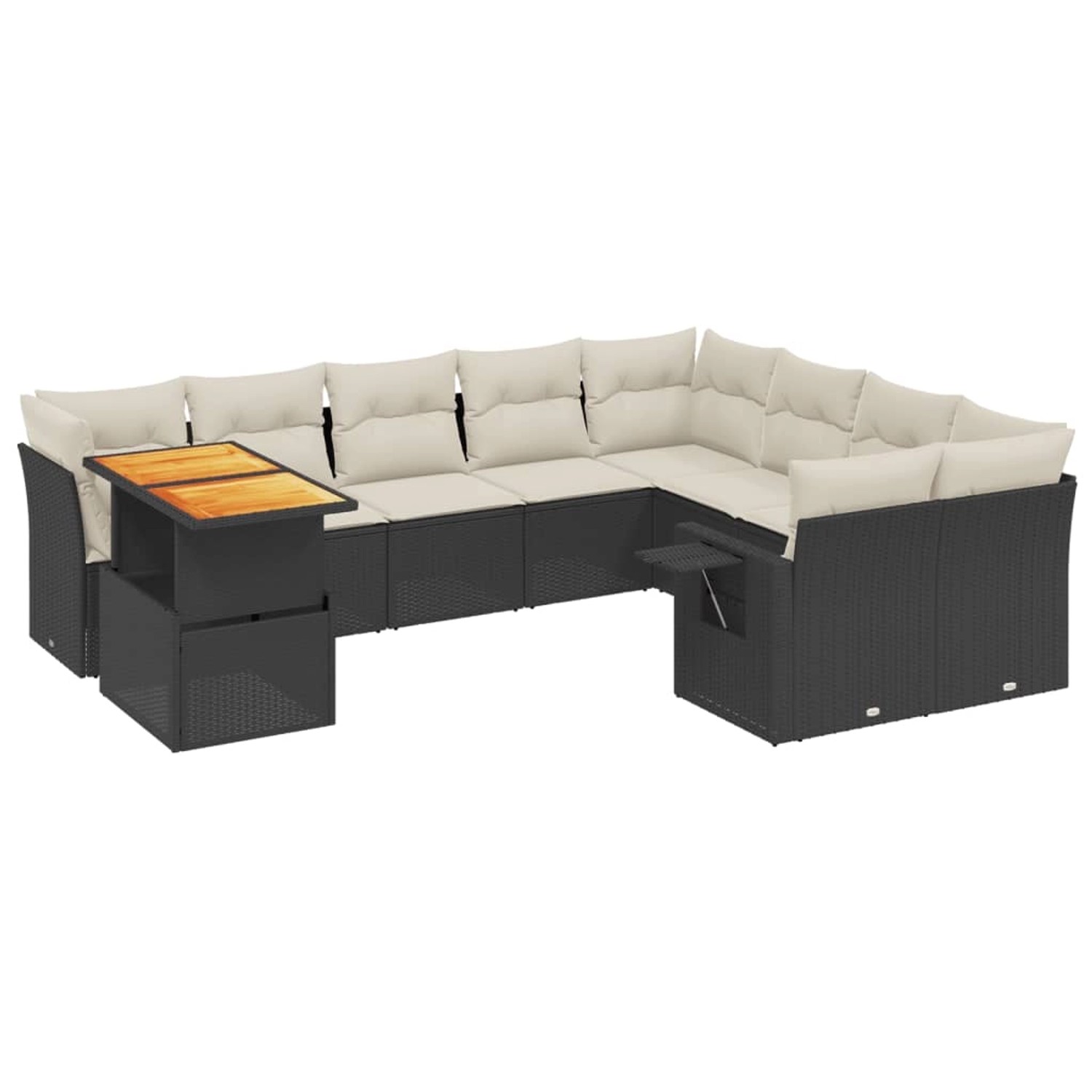 vidaXL 10-Tlg Garten-Sofagarnitur mit Kissen Schwarz Poly Rattan 3271917 günstig online kaufen