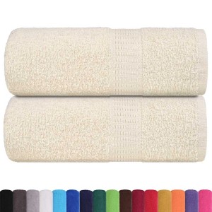 2er-Pack creme-farbene FROGN Waschhandtücher, 30x30 cm, aus 100% Baumwolle.