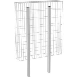 Wilk Gabionenkorb-Zaunelement, 120x140x25 cm, Drahtkorb mit integrierten Pfosten.