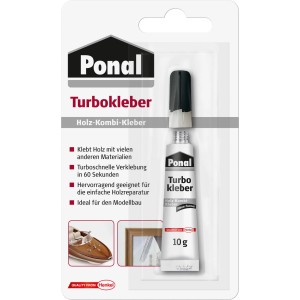 Ponal Holzkleber Turbo, 10g Tube, klar & farblos. Ideal für Holzreparaturen und Modellbau.
