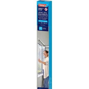 tesa® Insect Stop Anklips-Rahmen Fenster, anthrazit. Insektenschutz für Fenster, einfache Montage.