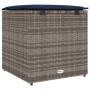 Graue vidaXL Kissenbox aus Poly-Rattan, 50x50x50 cm, zur Aufbewahrung im Garten.