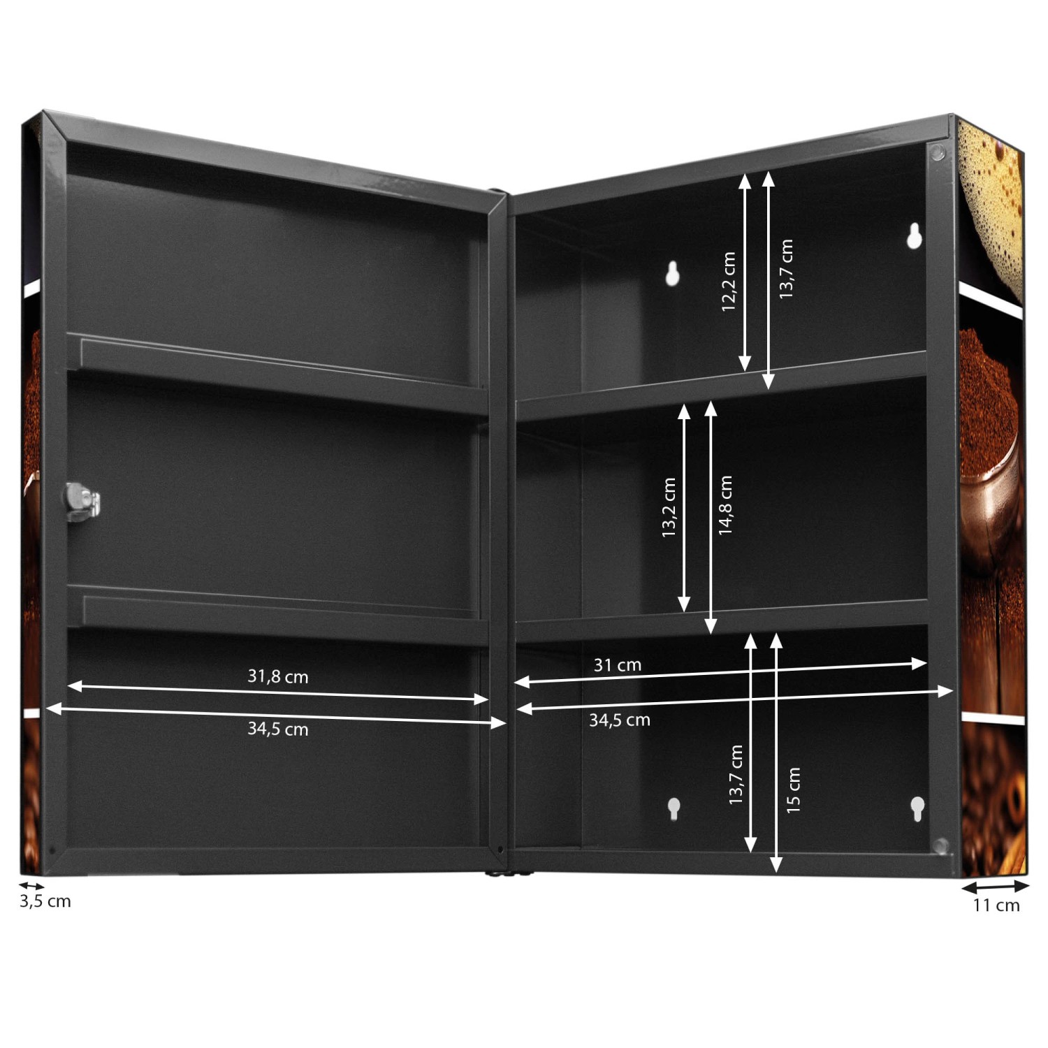 Banjado XXL Medizinschrank Abschliessbar 35x46x15cm Arzneischrank Anthrazit günstig online kaufen