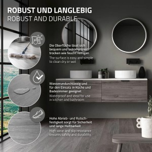 ML-Design Vinylboden Windswell Hickory Eiche, 4,2mm stark, im Badezimmer verlegt.