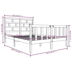 vidaXL Holzbett Kiefer 140x200 cm, Bettrahmen mit Lattenrost und Kopfteil, unbehandelt.
