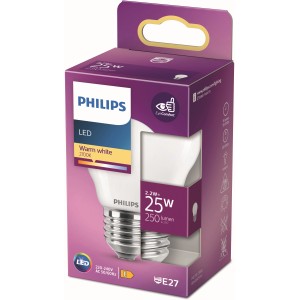 Philips LED-Lampe E27 Tropfenform, 2,2W, warmweiß, in Verpackung.