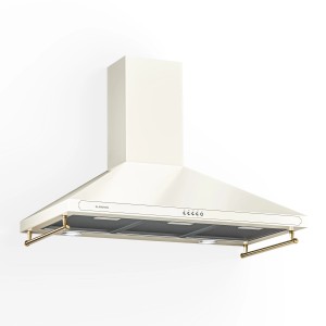 Klarstein Victoria 90 Dunstabzugshaube, 90cm, Creme, im Retro-Design mit Bronze-Relingen und LED-Beleuchtung.