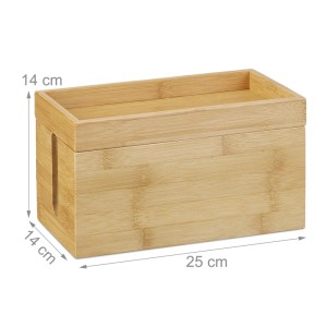Relaxdays Kabelbox Bambus Natur mit Deckel 25,5 cm x 14 cm x 14 cm 0,7 kg